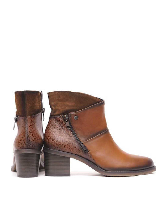 Leder Stiefeletten Damen Tabac Braun