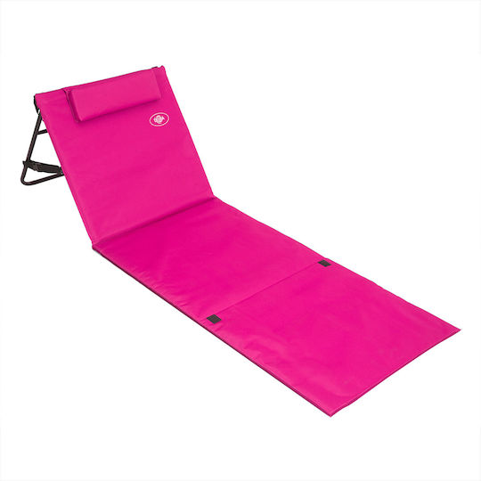 Saltea de Plajă cu Spătar Pernă Buzunar Pliabilă Roz 158x56 Cm