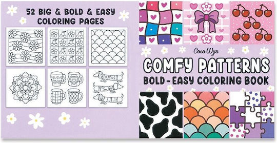 Adult Coloring Book Coco Wyo Comfy Patterns Hardcover Abstract Designs Mandala Animals 52 Pages 21 x 21 cm