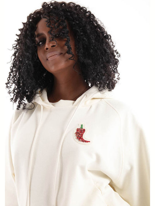 Women's Sweatshirt Hooded Ecru
