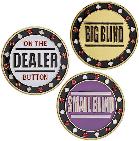 Set 3 Poker Chips Relaxdays Big Blind Small Blind Dealer