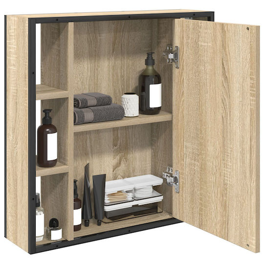 vidaXL Waschtisch ohne Waschbecken mit Spiegel L60xB16xH60cm Light Oak