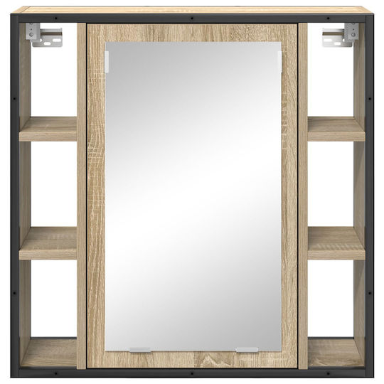 vidaXL Waschtisch ohne Waschbecken mit Spiegel L60xB16xH60cm Light Oak