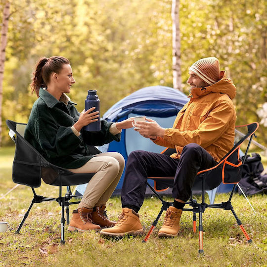 Set 2 Scaune Sportneer Portabile Pliabile Reglabile pe Înălțime Camping Drumeții Pescuit Aluminiu Țesătură Oxford Negru