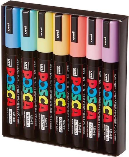 Set 7 Markere Posca Pc3m Vârf Fin Culori Pastelate