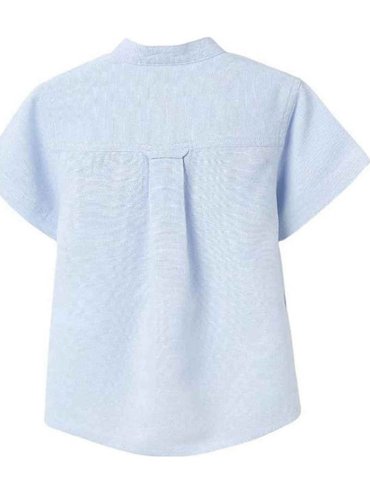 Kids Shirt Short Sleeve Linen Sky Blue
