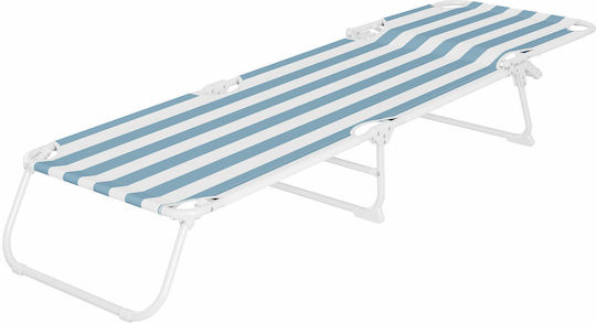 Șezlong pliabil Sersimo 186 x 56 cm plajă grădină alb albastru capacitate 110kg