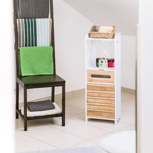 Relaxdays Cabinet de baie L89xA31.5xÎ24.5cm Lemn natural