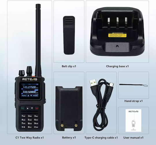 Retevis C1 Transmițător Wireless UHF/VHF 5W cu Ecran Color