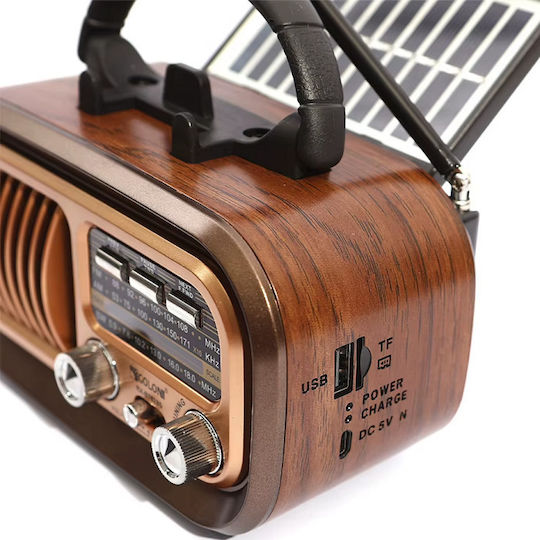 RX-628BTS Retro Επιτραπέζιο Ραδιόφωνο Ηλιακό με Bluetooth και USB Χρυσό
