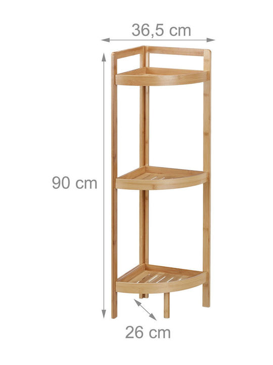 Relaxdays Colțar Rafturi de baie Raft Baie Bambus 90x36.5x26cm