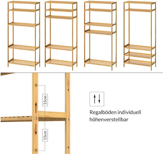 Casaria Επιδαπέδια Ραφιέρα Μπάνιου Bamboo 130x60x26cm Διάφανη