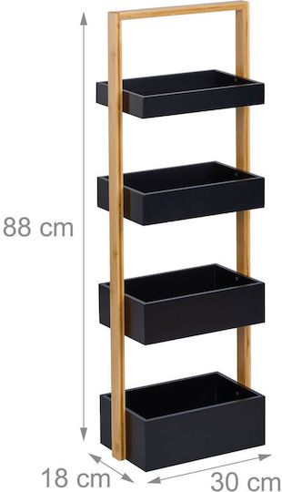 Relaxdays Floor Bathroom Shelf Bamboo with 4 Shelves 88x30x18cm Brown