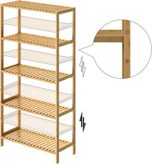 Casaria Επιδαπέδια Ραφιέρα Μπάνιου Bamboo 130x60x26cm Διάφανη