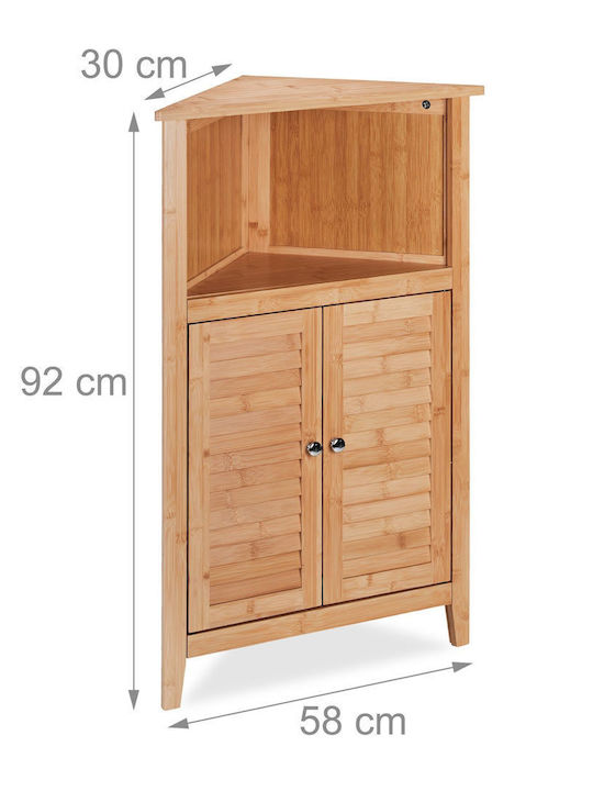 Relaxdays Colțar Rafturi de baie Raft Baie Bambus 92x58x30cm Maro