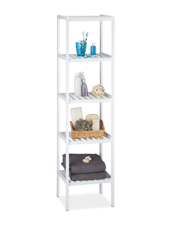 Relaxdays Boden Badezimmerregal Bamboo 139.5x34.5x33cm Weiß