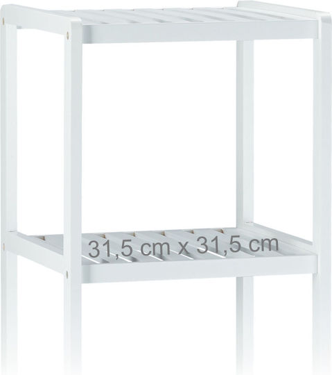 Relaxdays Floor Bathroom Shelf Bamboo 139.5x34.5x33cm White