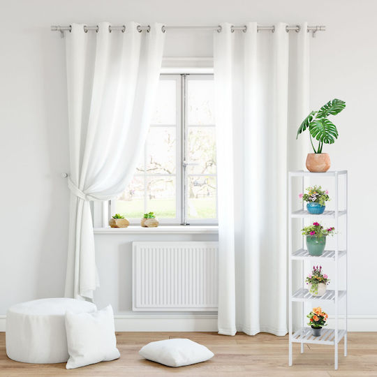 Relaxdays Floor Bathroom Shelf Bamboo 139.5x34.5x33cm White