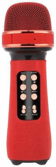 Microfon Karaoke Wireless Siks Stereo 4 Efecte Vocale Baterie Difuzor Încorporat Radio FM Multifuncțional Card TF USB Înregistrare Muzică Roșu