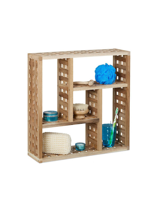 Relaxdays Rafturi de baie Raft Baie Lemn 50x50x15cm Maro