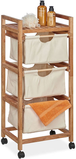 Relaxdays Floor Bathroom Shelf Wooden with 3 Shelves 96x43.5x33.5cm Brown