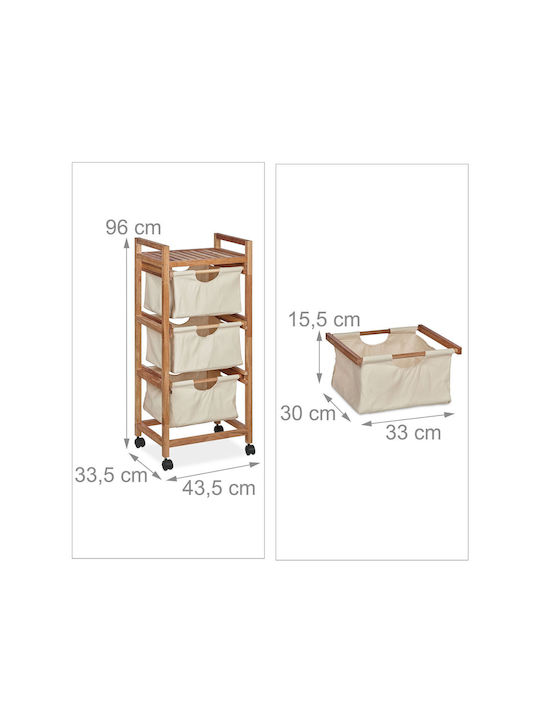 Relaxdays Rafturi de baie Raft Baie Lemn cu 3 Rafturi 96x43.5x33.5cm Maro