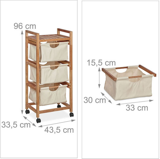 Relaxdays Floor Bathroom Shelf Wooden with 3 Shelves 96x43.5x33.5cm Brown