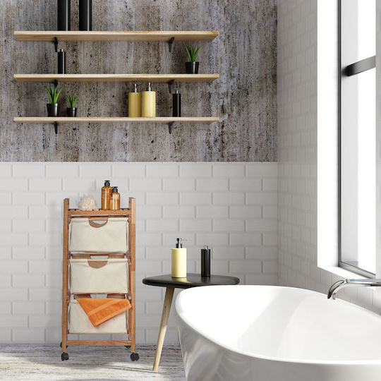 Relaxdays Floor Bathroom Shelf Wooden with 3 Shelves 96x43.5x33.5cm Brown