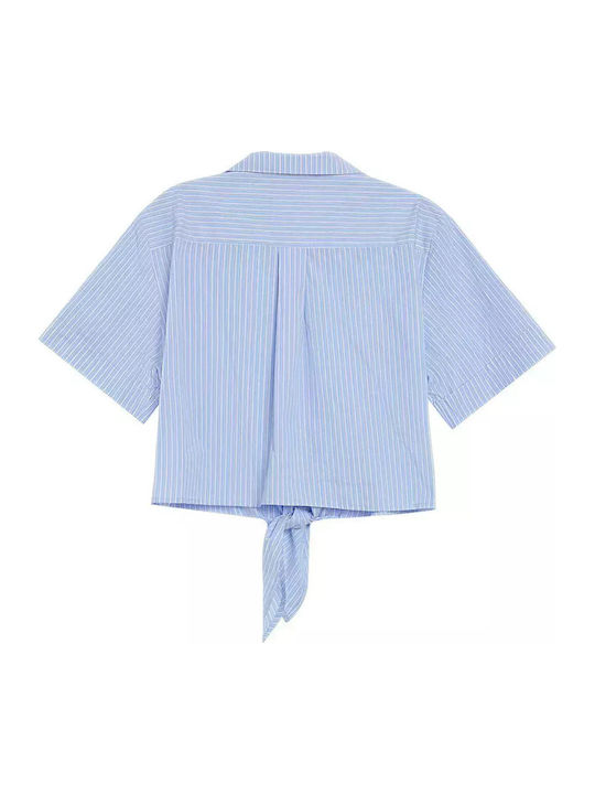 Kurzärmelig Damen Hemd Hellblau