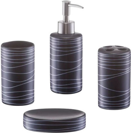 Zeller Badezimmer-Accessoire-Set Keramik Schwarz