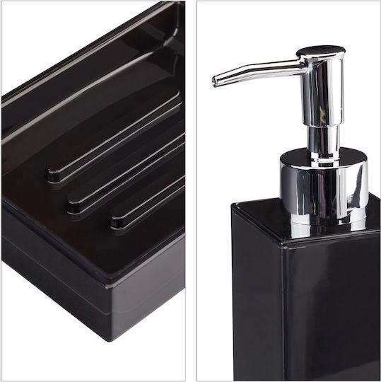 Relaxdays Set Accesorii Baie Plastic Negru
