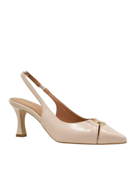 Leather Beige Heels
