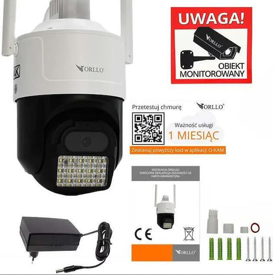 Orllo IP Камера за наблюдение Wi-Fi/4G 4K Водоустойчива с Двупосочна Комуникация и Обектив 4мм