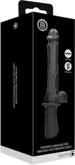 Shots Hand Held Liquid Silicone Vibrating Mini Ρεαλιστικός Δονητής 13cm Μαύρος