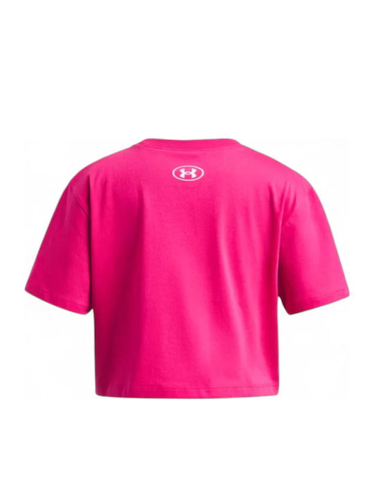 Kinder-Crop-Top Kurzarm Fuchsie