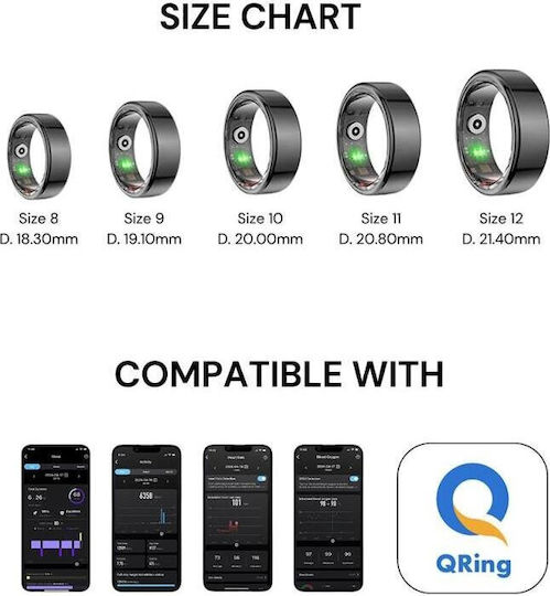 Maxlife MXSR-100 Smart Ring 21.4mm Αδιάβροχο με Παλμογράφο Μαύρο