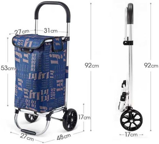 Shopping Trolley Blue 48x27x92cm