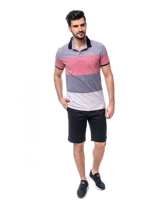 Polo Μπλούζα Κοντομάνικη Ροζ/γκρι