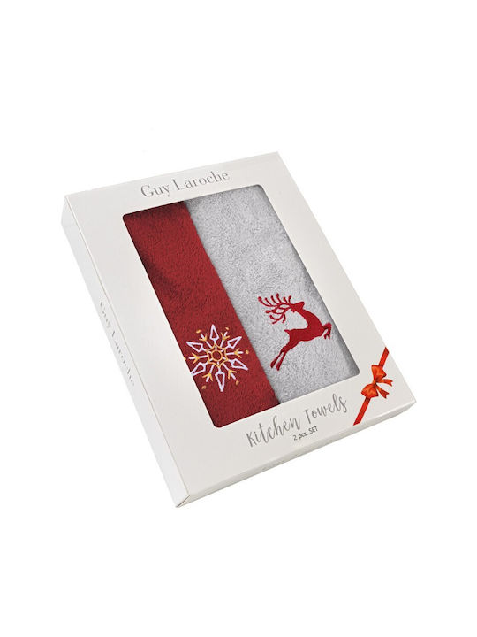 Guy Laroche Weihnachtliches Stoffhandtuch Grau 50x35x50cm 3 Stücke