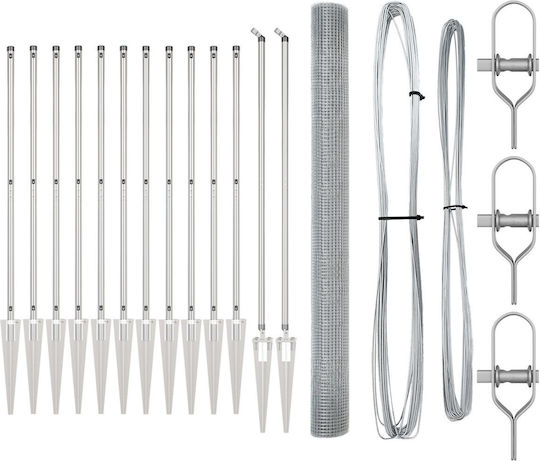 vidaXL vidaXL Verzinkter Stacheldraht Drahtzaun Set Silber 1,5x25m