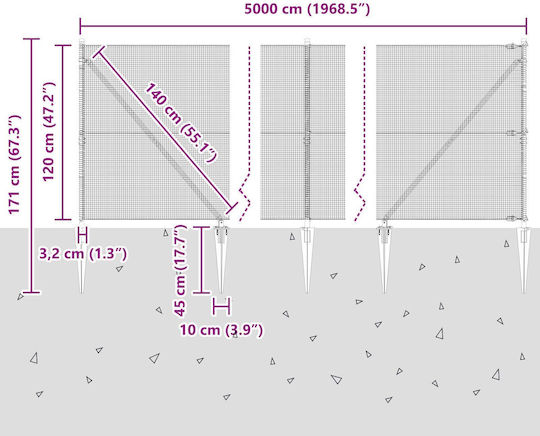 vidaXL Plasă de sârmă Galvanizat Module Gri 1.2x50m