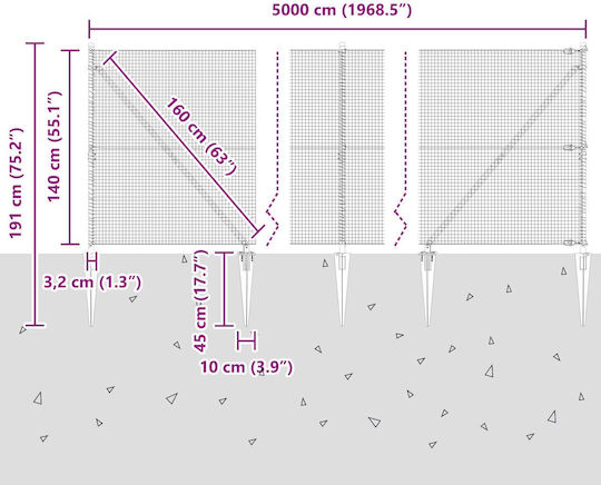 vidaXL Plasă de sârmă cu Îmbrăcăminte din PVC Module Verde 1.4x50m