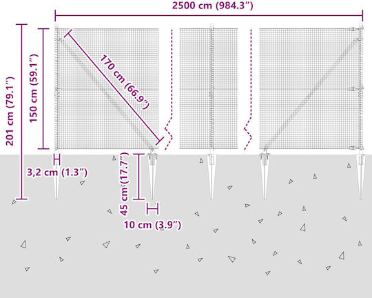 vidaXL Plasă de sârmă Module Gri 1.5x25m