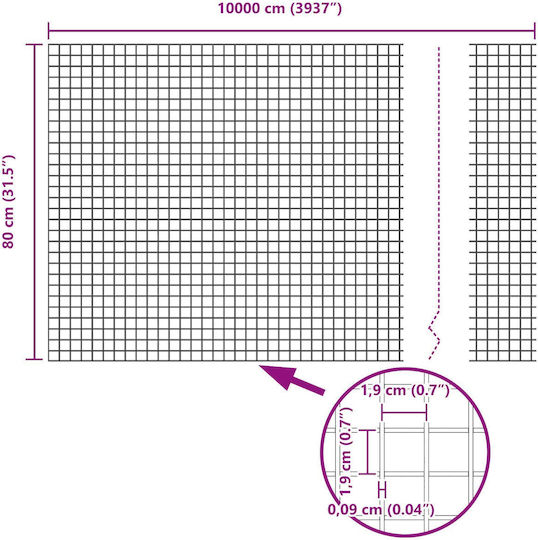 vidaXL Συρματόπλεγμα Σετ Γκρι 0.8x100m