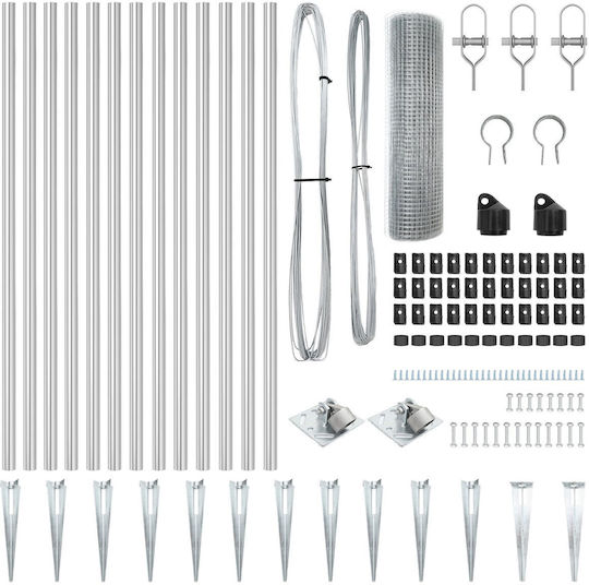 vidaXL Galvanized Concertina Wire Fencing Set Silver 25m