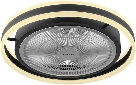 Gruppe RX3310 Πλαφονιέρα 50cm με Φως Μαύρη