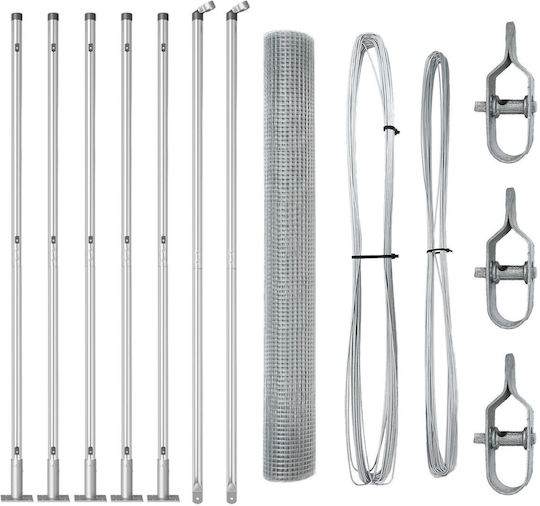 vidaXL vidaXL Drahtzaun Verzinkt Set Grau 1m nach Meter