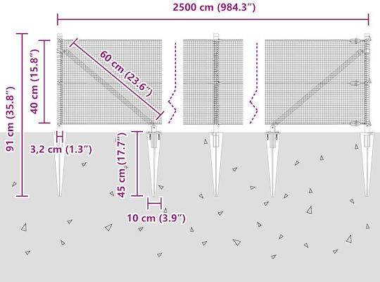 vidaXL Plasă de sârmă Module Gri 0.4x25m