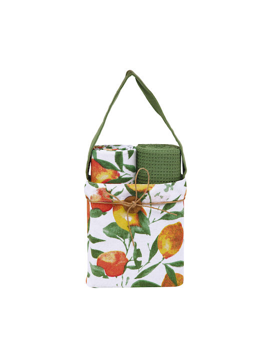 Kentia Loft Toala Towel from 100% Cotton in Green Color 40x70cm 2pcs