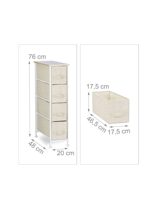 Sertar de depozitare din lemn, metal și material textil L20xW48xH76buc